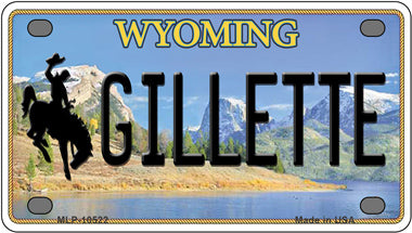 Gillette Wyoming Novelty Mini Metal License Plate Tag