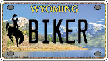 Biker Wyoming Novelty Mini Metal License Plate Tag