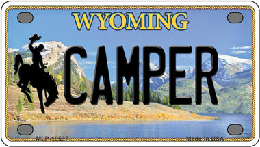 Camper Wyoming Novelty Mini Metal License Plate Tag