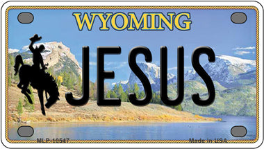 Jesus Wyoming Novelty Mini Metal License Plate Tag