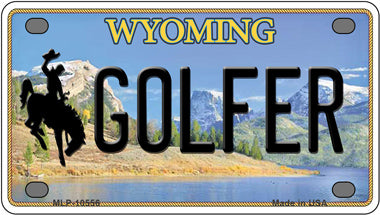 Golfer Wyoming Novelty Mini Metal License Plate Tag