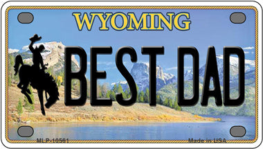 Best Dad Wyoming Novelty Mini Metal License Plate Tag