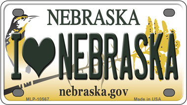 I Love Nebraska Novelty Mini Metal License Plate Tag
