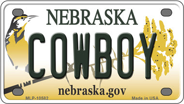 Cowboy Nebraska Novelty Mini Metal License Plate Tag