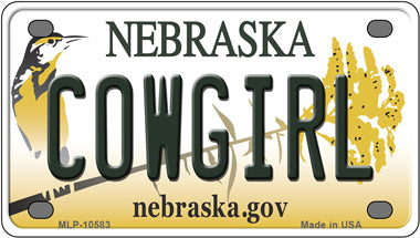 Cowgirl Nebraska Novelty Mini Metal License Plate Tag