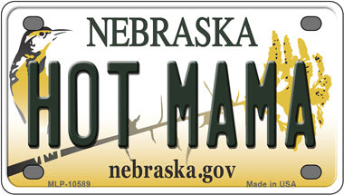 Hot Mama Nebraska Novelty Mini Metal License Plate Tag