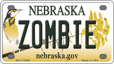 Zombie Nebraska Novelty Mini Metal License Plate Tag