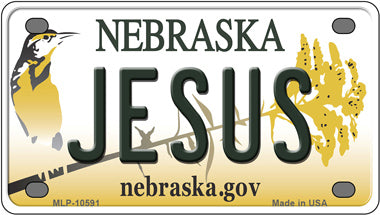 Jesus Nebraska Novelty Mini Metal License Plate Tag