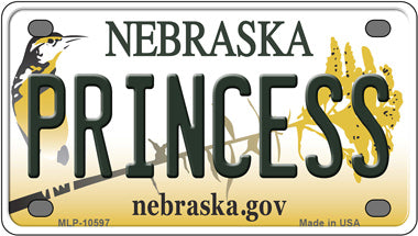 Princess Nebraska Novelty Mini Metal License Plate Tag