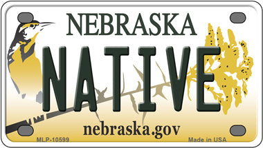 Native Nebraska Novelty Mini Metal License Plate Tag
