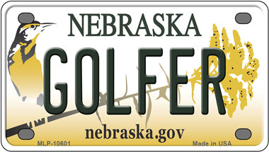 Golfer Nebraska Novelty Mini Metal License Plate Tag