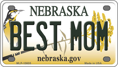 Best Mom Nebraska Novelty Mini Metal License Plate Tag