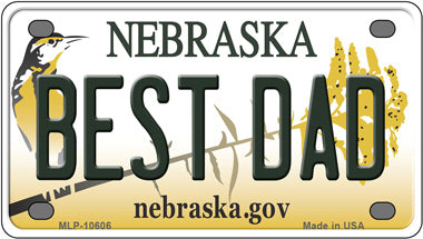 Best Dad Nebraska Novelty Mini Metal License Plate Tag