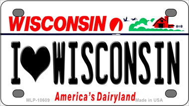 I Love Wisconsin Novelty Mini Metal License Plate Tag
