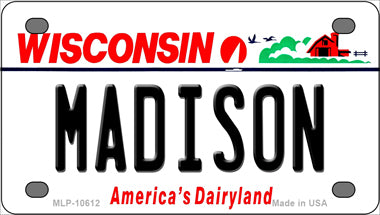 Madison Wisconsin Novelty Mini Metal License Plate Tag