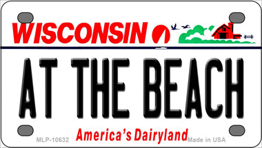 At The Beach Wisconsin Novelty Mini Metal License Plate Tag