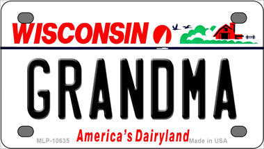 Grandma Wisconsin Novelty Mini Metal License Plate Tag