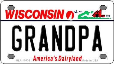 Grandpa Wisconsin Novelty Mini Metal License Plate Tag