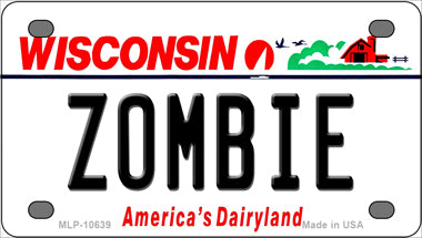 Zombie Wisconsin Novelty Mini Metal License Plate Tag