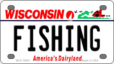 Fishing Wisconsin Novelty Mini Metal License Plate Tag