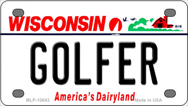 Golfer Wisconsin Novelty Mini Metal License Plate Tag