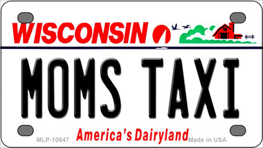 Moms Taxi Wisconsin Novelty Mini Metal License Plate Tag