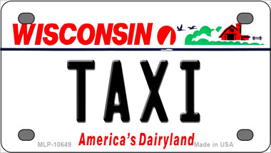 Taxi Wisconsin Novelty Mini Metal License Plate Tag