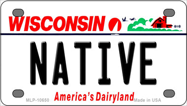 Native Wisconsin Novelty Mini Metal License Plate Tag