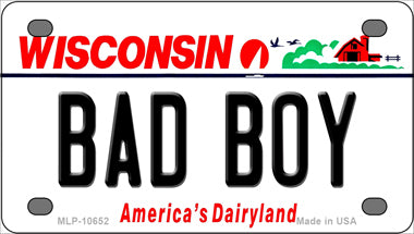 Bad Boy Wisconsin Novelty Mini Metal License Plate Tag