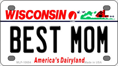 Best Mom Wisconsin Novelty Mini Metal License Plate Tag