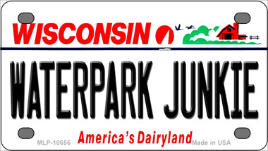 Waterpark Junkie Wisconsin Novelty Mini Metal License Plate Tag