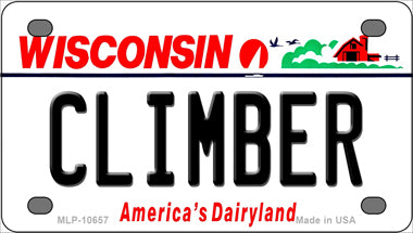 Climber Wisconsin Novelty Mini Metal License Plate Tag