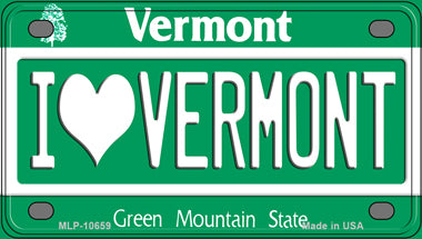 I Love Vermont Novelty Mini Metal License Plate Tag