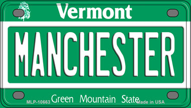 Manchester Vermont Novelty Mini Metal License Plate Tag