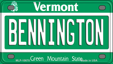 Bennington Vermont Novelty Mini Metal License Plate Tag