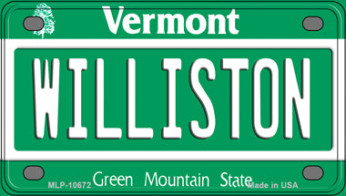 Williston Vermont Novelty Mini Metal License Plate Tag