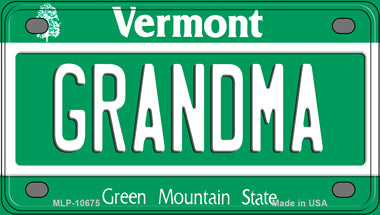 Grandma Vermont Novelty Mini Metal License Plate Tag