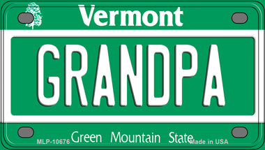 Grandpa Vermont Novelty Mini Metal License Plate Tag