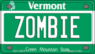 Zombie Vermont Novelty Mini Metal License Plate Tag