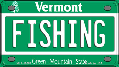 Fishing Vermont Novelty Mini Metal License Plate Tag