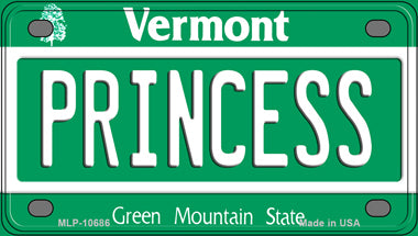 Princess Vermont Novelty Mini Metal License Plate Tag