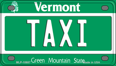 Taxi Vermont Novelty Mini Metal License Plate Tag