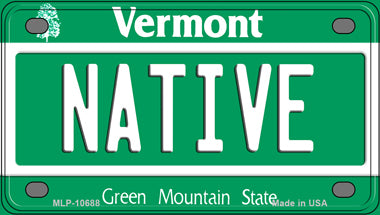 Native Vermont Novelty Mini Metal License Plate Tag
