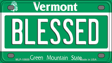 Blessed Vermont Novelty Mini Metal License Plate Tag