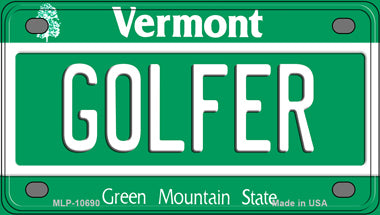 Golfer Vermont Novelty Mini Metal License Plate Tag