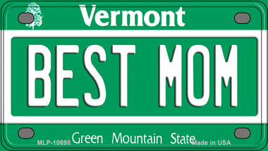 Best Mom Vermont Novelty Mini Metal License Plate Tag