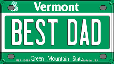 Best Dad Vermont Novelty Mini Metal License Plate Tag