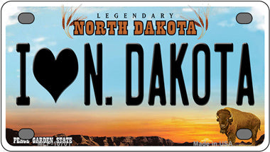 I Love North Dakota Novelty Mini Metal License Plate Tag