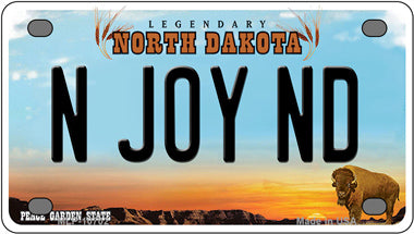 N Joy ND North Dakota Novelty Mini Metal License Plate Tag