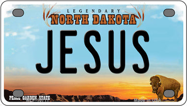 Jesus North Dakota Novelty Mini Metal License Plate Tag